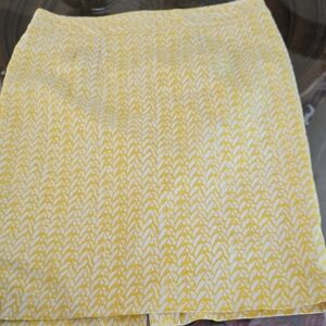 Cynthia Rowley Yellow and White Patterned Pencil Skirt